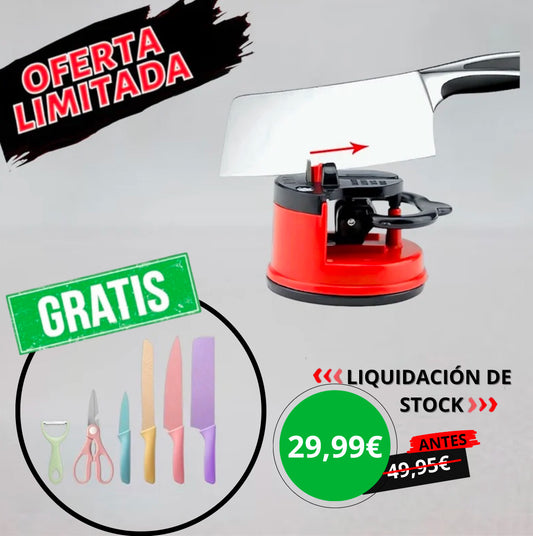 AFILADOR DE CUCHILLOS + SET DE CUCHILLOS GRATIS