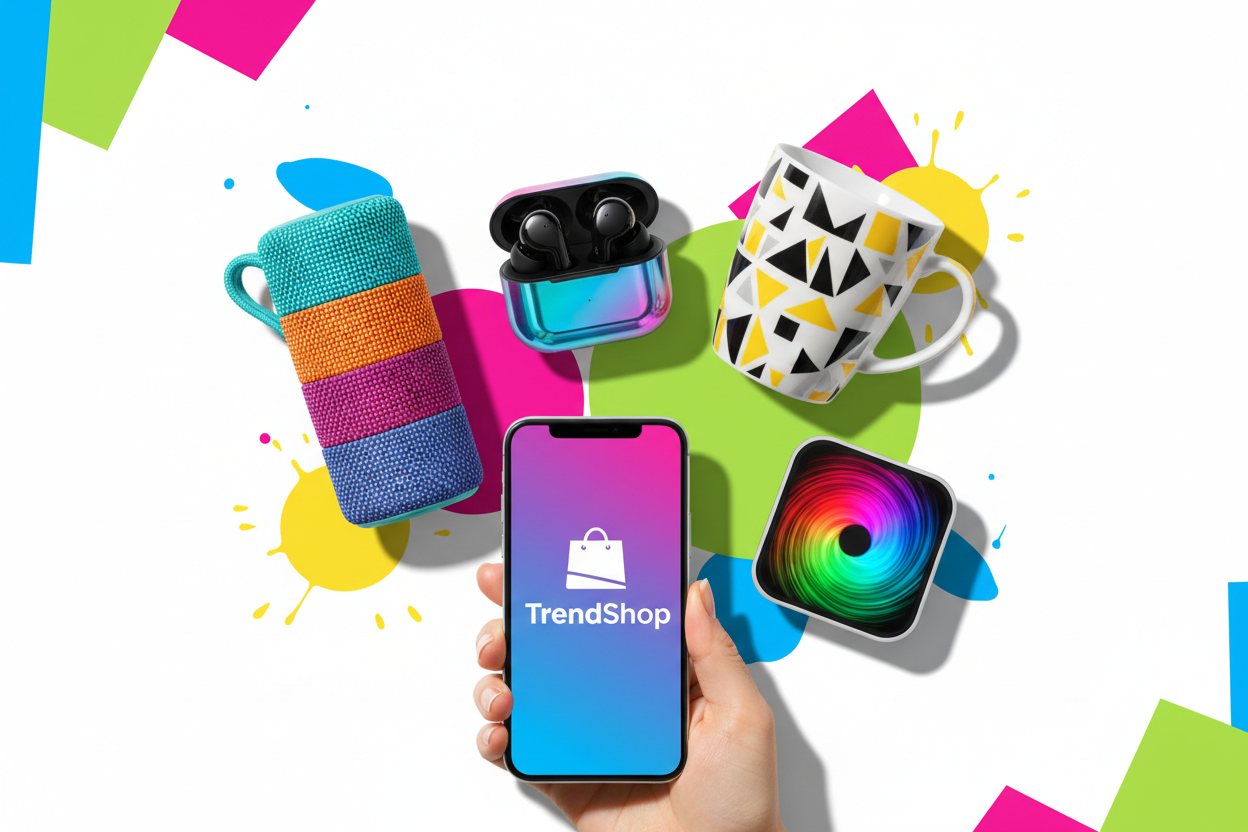 Flat lay TrendShop - productos trending
